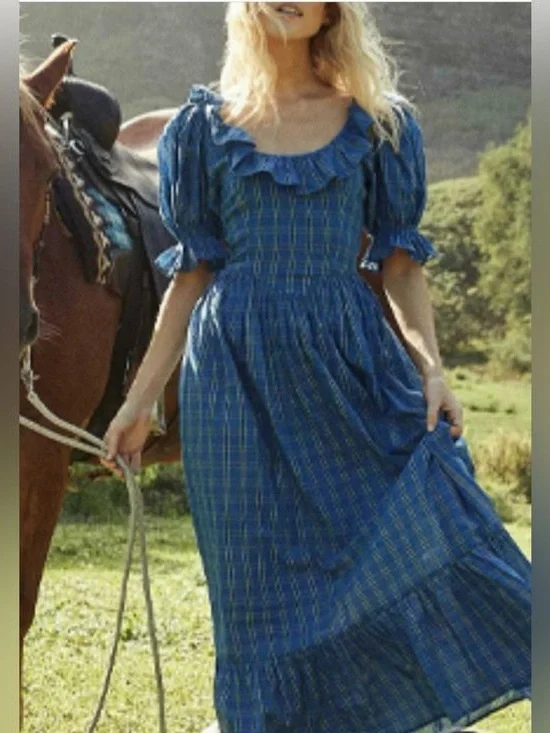 Doen Blue Plaid Lupine Maxi Dress - Picture 4 of 5